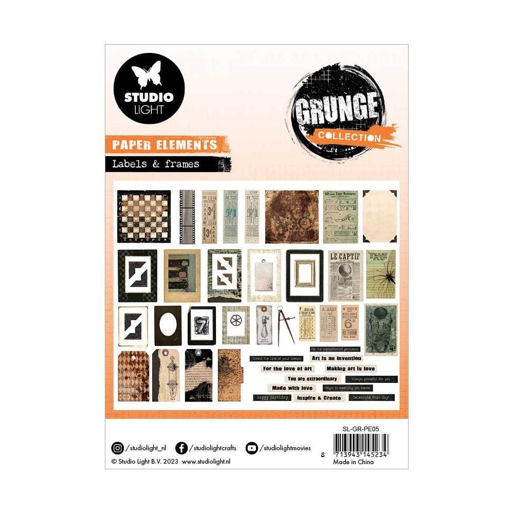 Studio Light Grunge Paper Elements: Nr. 05, Tickets, Labels & Frames (SLGRPE05)