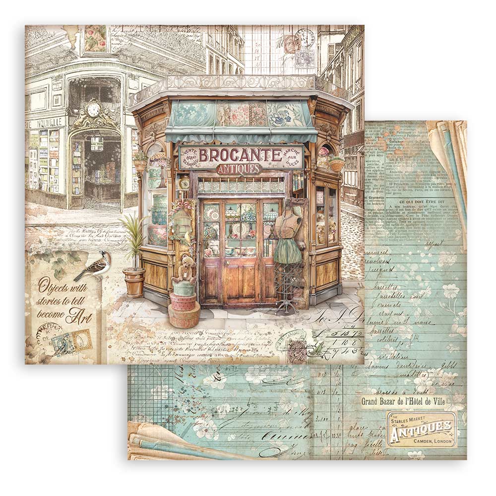 Stamperia Brocante Antiques 8"X8" Double-Sided Paper Pad, 10/Pkg (SBBS100)