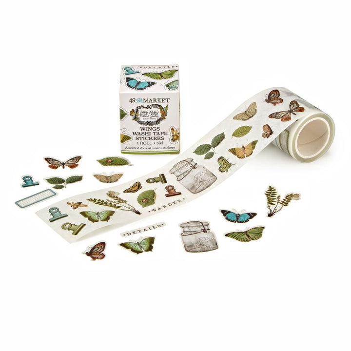 49 and Market Vintage Artistry Nature Study Washi Sticker Roll: Wings (NS23237)