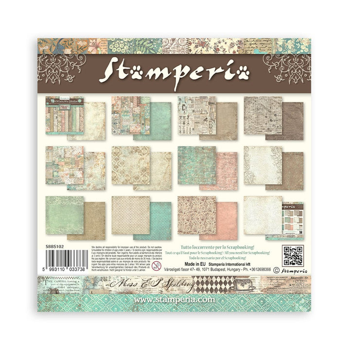 Stamperia Brocante Antiques Backgrounds 8"X8" Double-Sided Paper Pad, 10/Pkg (SBBS102)