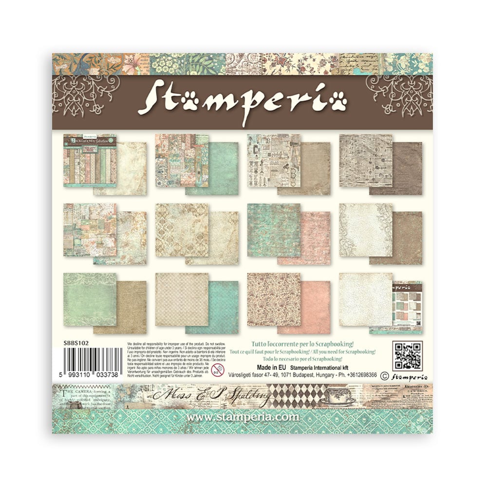 Stamperia Brocante Antiques Maxi Backgrounds12"X12" Double-Sided Paper Pad (SBBL151)