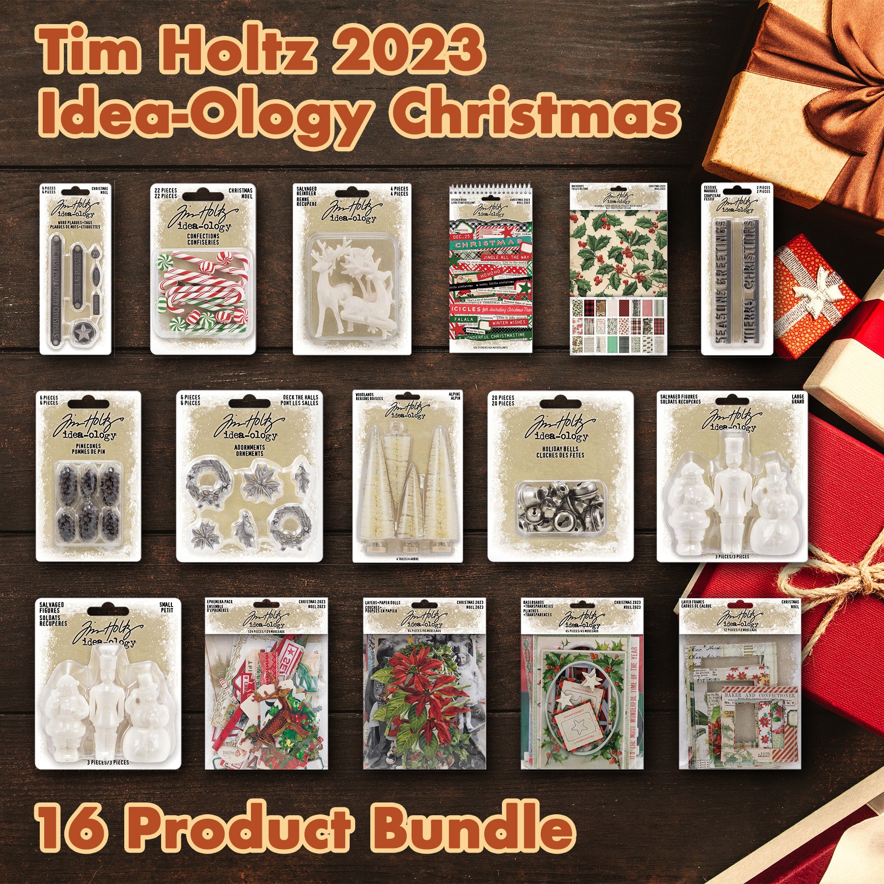  Tim Holtz Idea-Ology 2023 Christmas Ephemera & 2023 Tim Holtz  Idea-Ology Christmas Layers + Paper Dolls - 2 Item Bundle