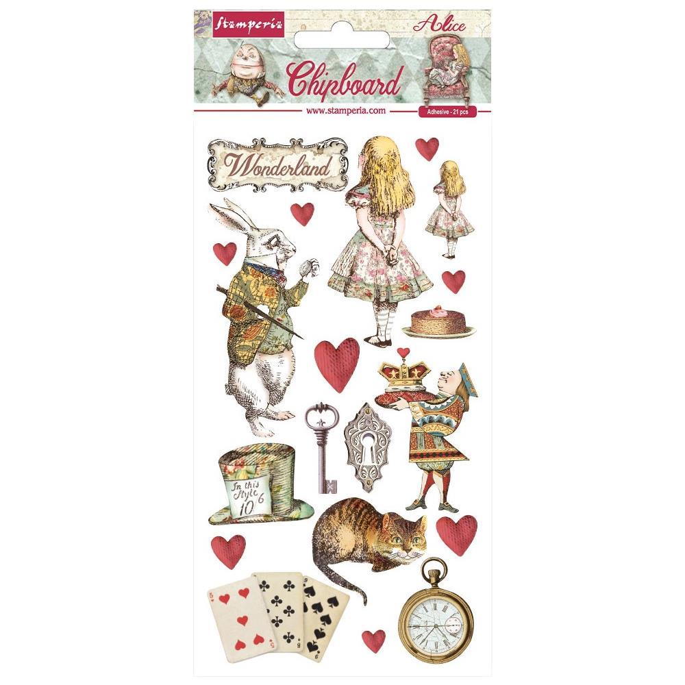 Stamperia Alice in Wonderland 6x12 Adhesive Chipboard (DFLCB39)