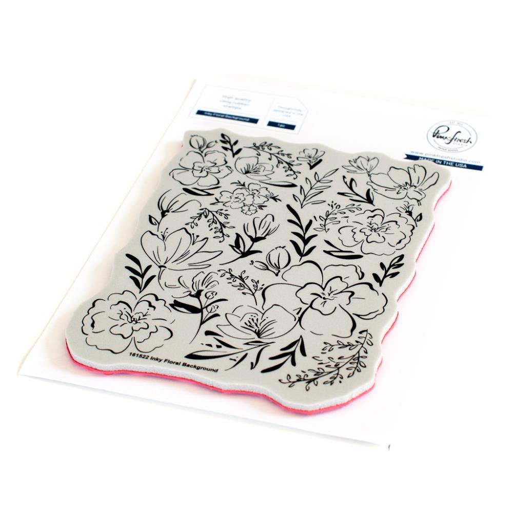 Pinkfresh Studio A2 Cling Rubber Background Stamp: Inky Floral (PF161522)