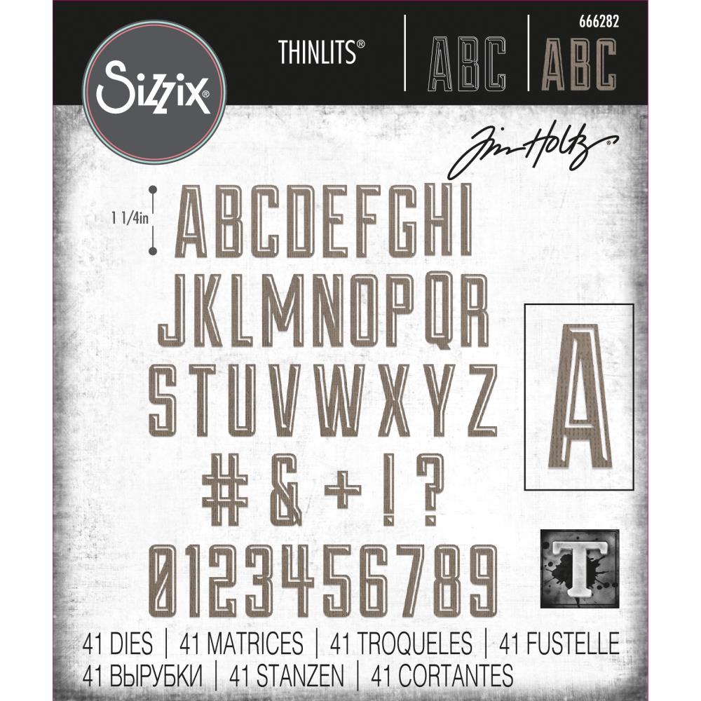 Tim Holtz Thinlits Alphanumeric Emporium, by Sizzix, 41/Pkg (666 – Only One Life Creations