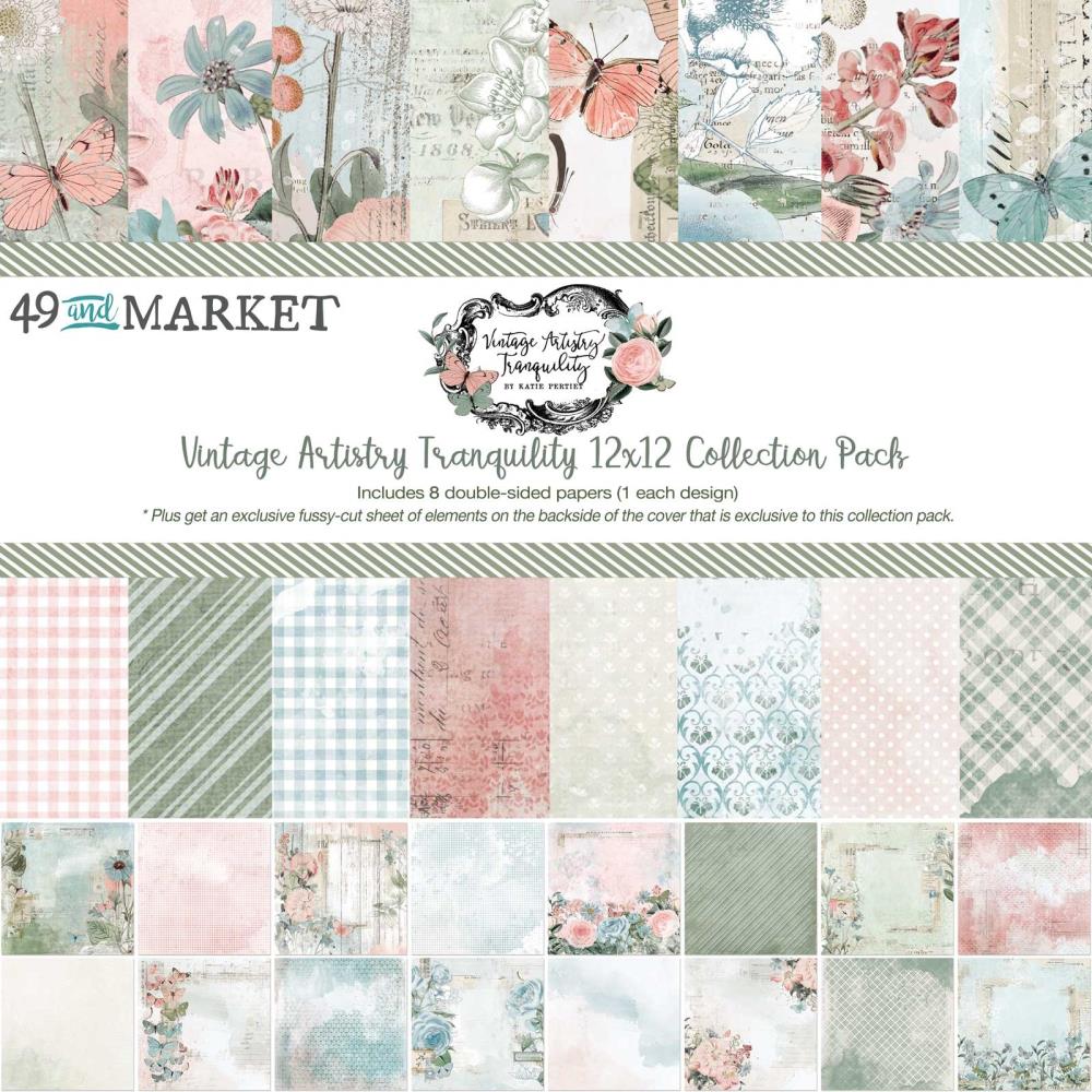 49 and Market Vintage Artistry Tranquility 12"x12" Collection Pack (VAT39623)