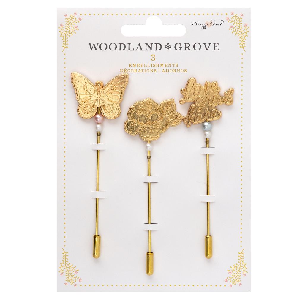 Maggie Holmes Woodland Grove Charm Pins, 3/Pkg (MH021908)