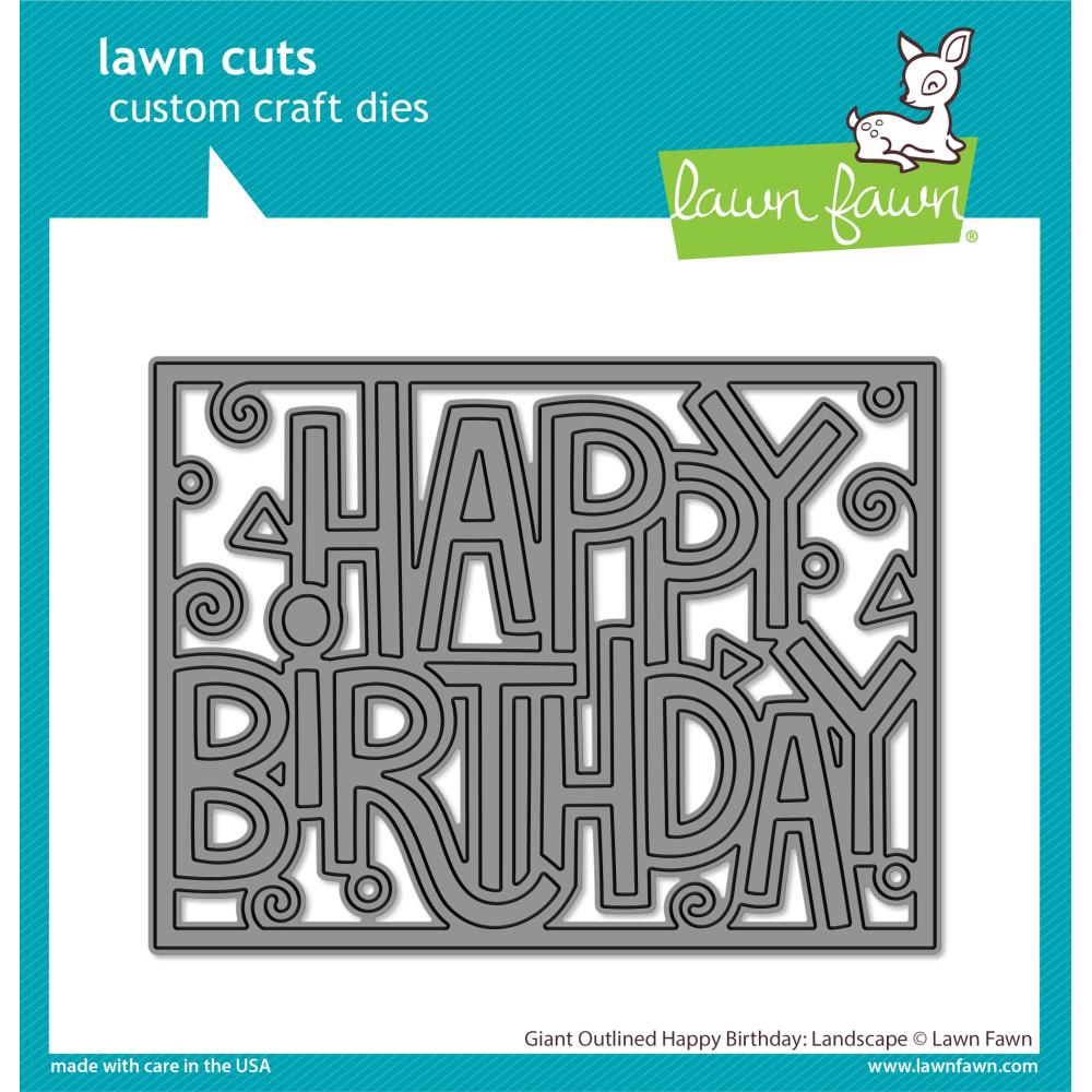 Lawn Fawn Lawn Cuts Custom Craft Die: Giant Outlined Happy Birthday: Landscape (LF3103)