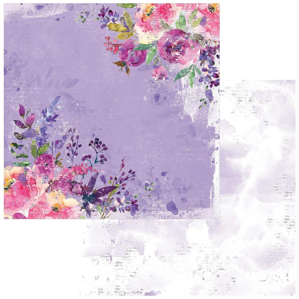Scrapbook Paper - Purple Watercolor Floral - Default Title - Paper
