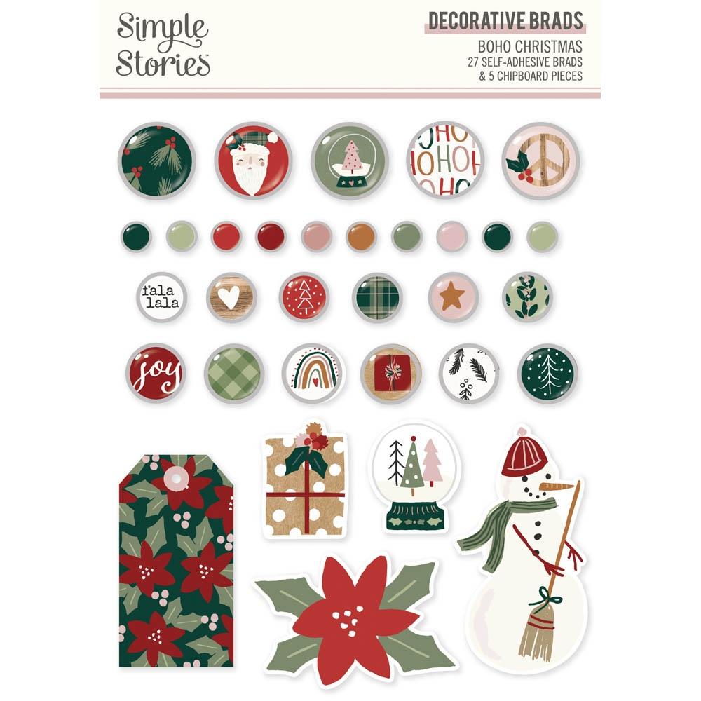 Simple Stories Boho Christmas Decorative Brads