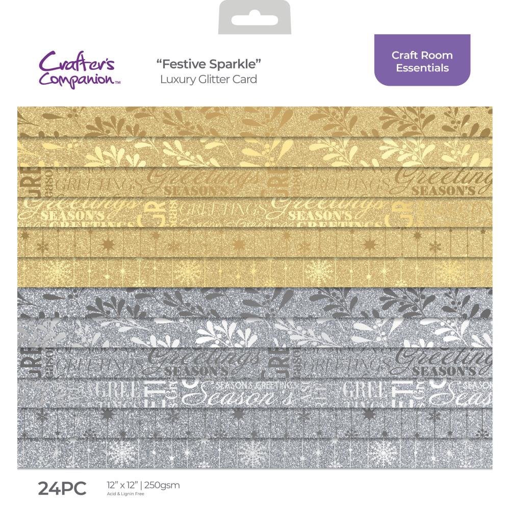 Crafter's Companion Glitter Card 10 Sheet Pack - Black