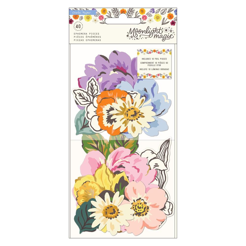 Crate Paper Moonlight Magic Ephemera Die-Cuts: Florals - Gold Foil, 40/Pkg (CPMM2045)