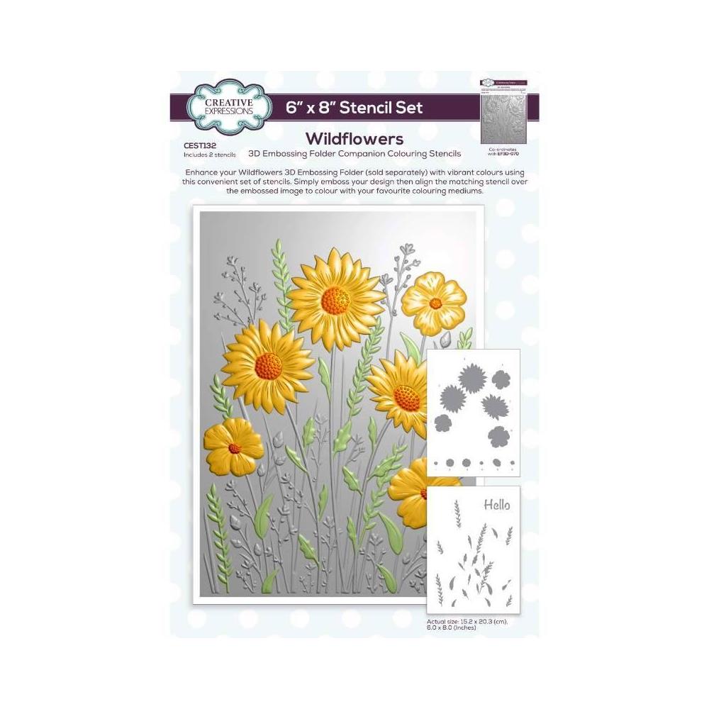 Creative Expressions 3D Embossing Folders & Matching Stencils Set -  Wildflowers - Scrapbooking Made Simple