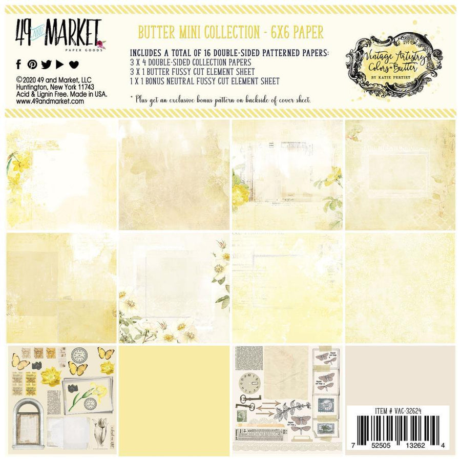 49 And Market Collection Pack 6"X6": Vintage Artistry Butter (VAC32624)-Only One Life Creations