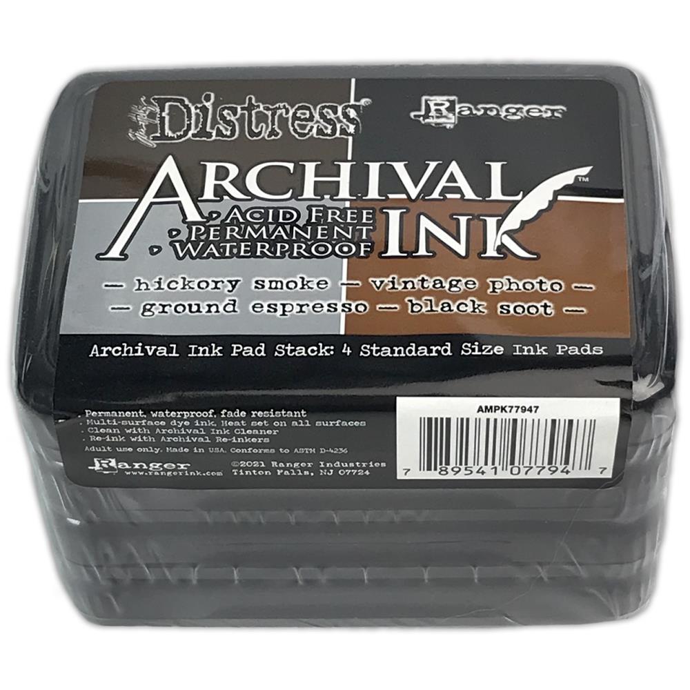 Tim Holtz Distress Archival Mini Ink Kit 1, Kit 2, Kit 3 and Storage Tin - 4 Item Bundle