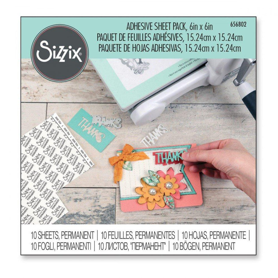 Sizzix Adhesive Sheets 6"x6" Permanent (656802)-Only One Life Creations