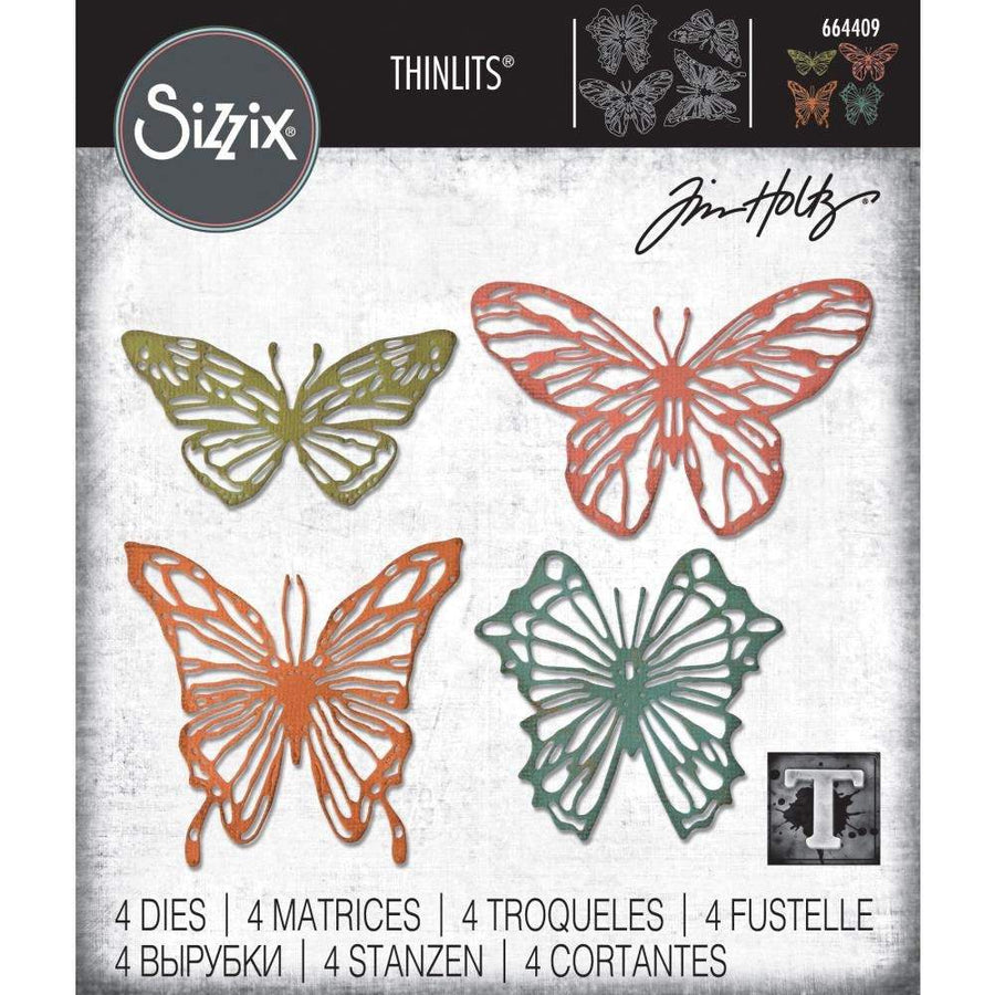 Sizzix Thinlits Dies: Scribbly Butterfly, by Tim Holtz (664409)-Only One Life Creations