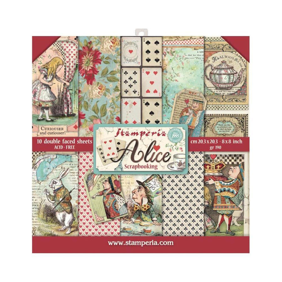 Stamperia Double-Sided Paper Pad 8"X8" 10/Pkg: Alice (SBBS01)-Only One Life Creations