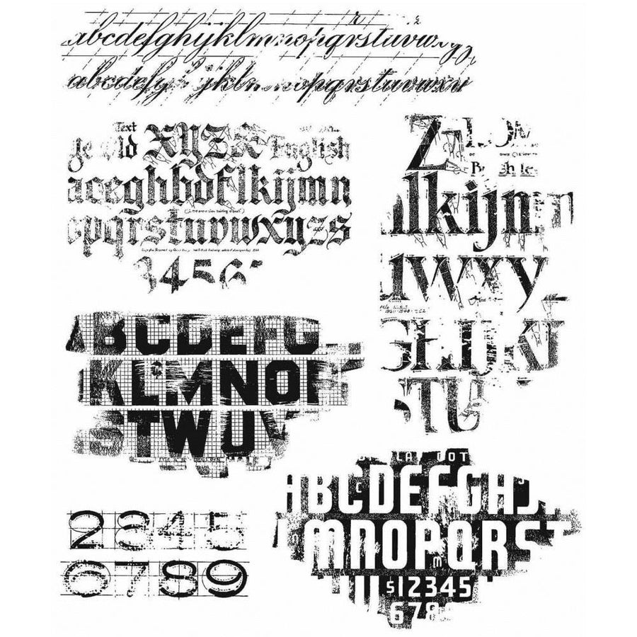 Tim Holtz Cling Stamps 7"x8.5": Faded Type (CMS397)-Only One Life Creations