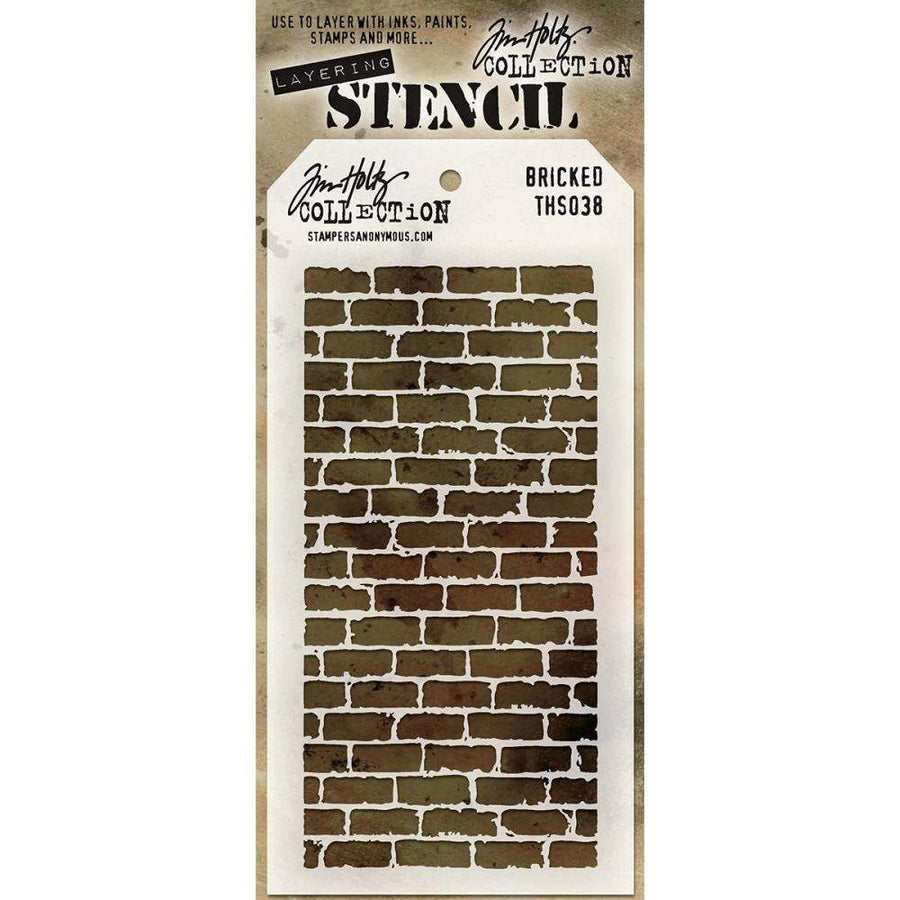 Tim Holtz Layering Stencil: Bricked, by Stampers Anonymous (THS038)-Only One Life Creations