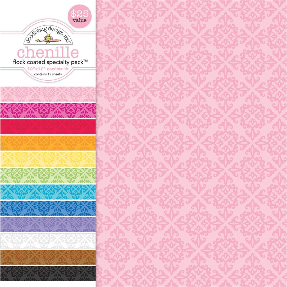 Doodlebug 12"X12" Single-Sided Specialty Cardstock Pack: Flocked Chenille, 12/Pkg (SPVP3844)