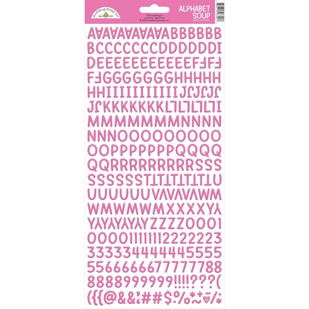 Doodlebug Alphabet Soup 6"X13" Puffy Stickers: Bubblegum (7391)