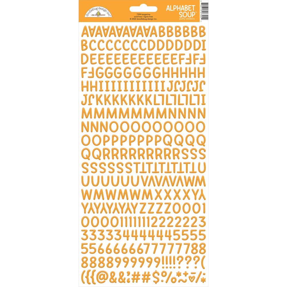 Doodlebug Alphabet Soup 6"X13" Puffy Stickers: Tangerine (7394)