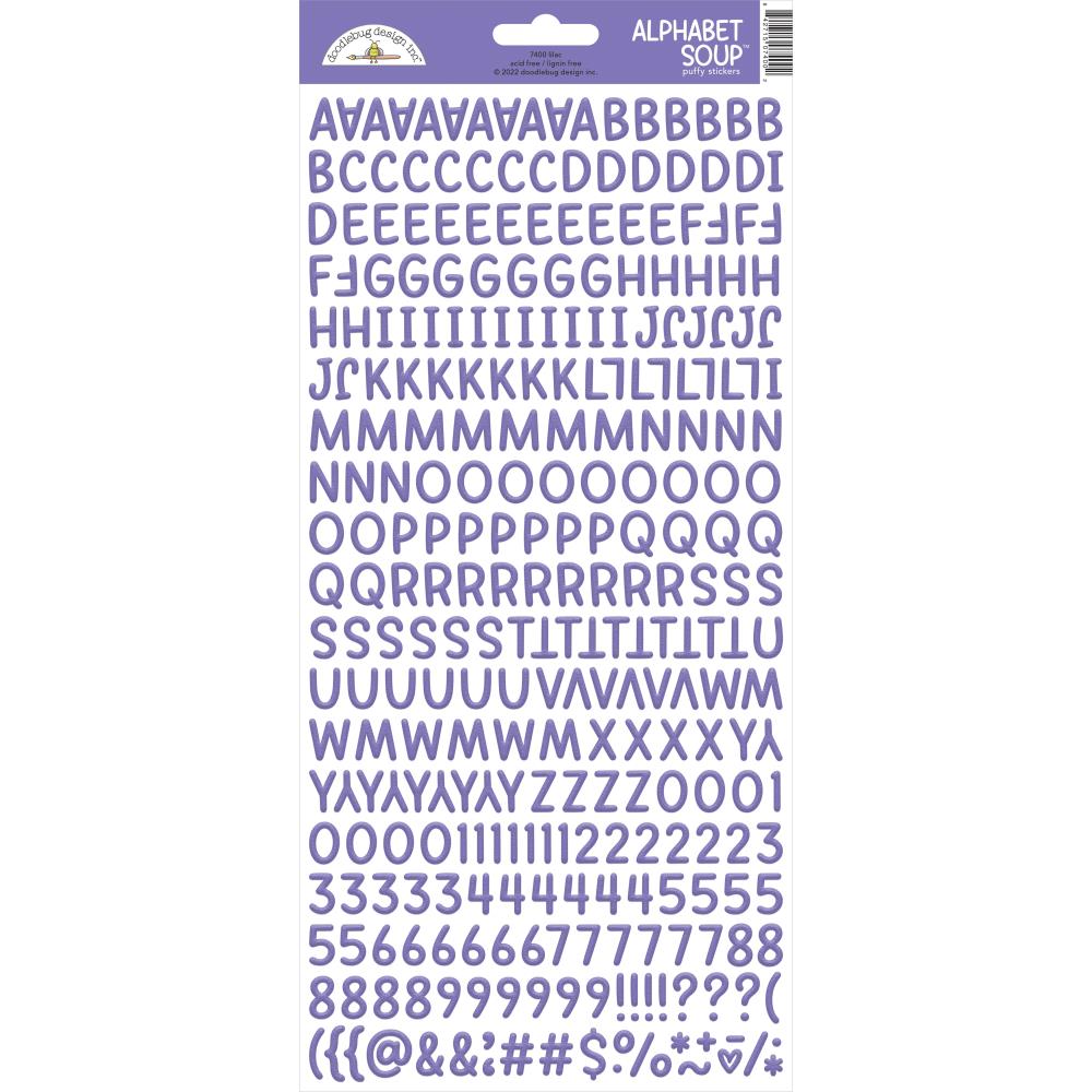 Doodlebug Alphabet Soup 6"X13" Puffy Stickers: Lilac (7400)