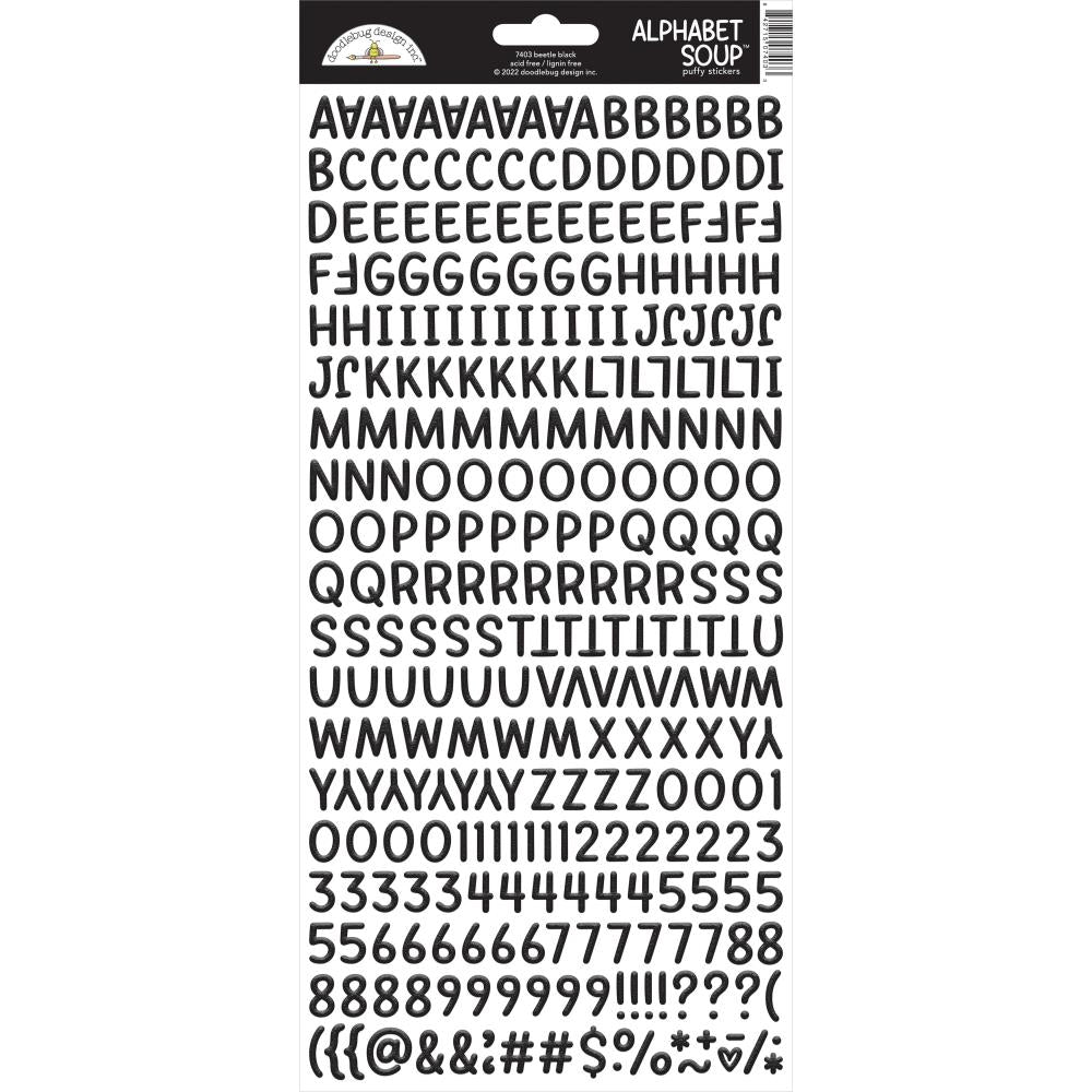 Doodlebug Alphabet Soup 6"X13" Puffy Stickers: Beetle Black (7403)