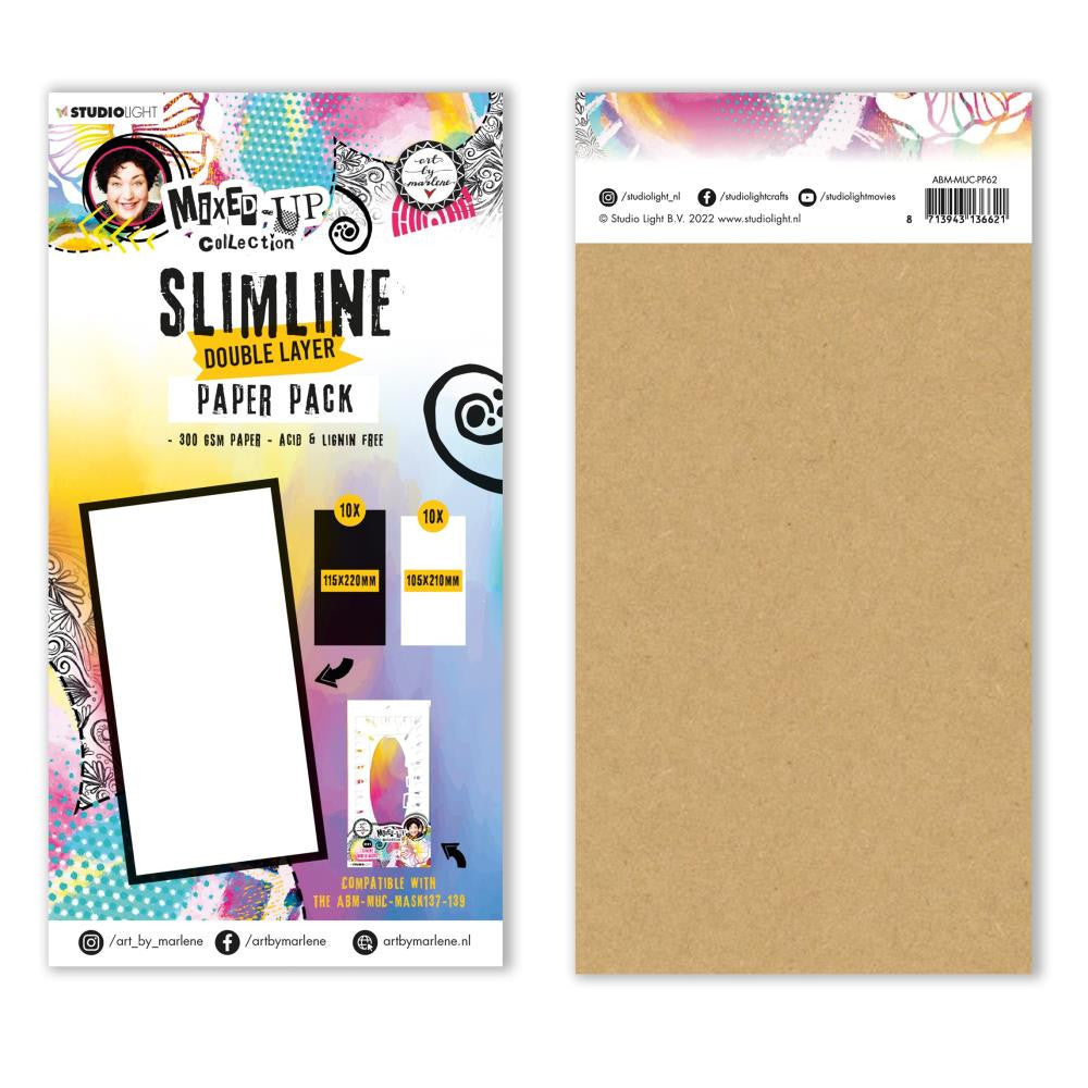 Art by Marlene Mixed Up Slimline Double Layer Paper: Nr. 62, White & Black (ABMPP62)