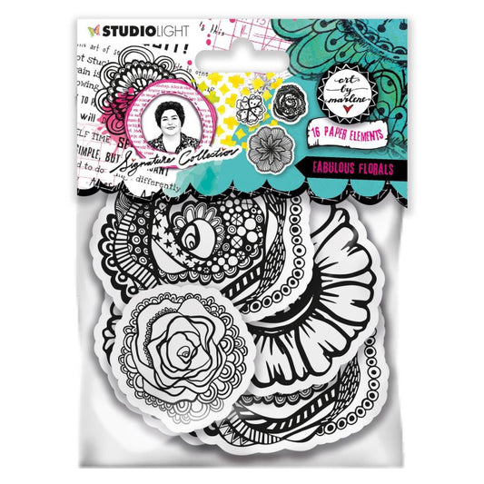 Art By Marlene Paper Elements Collection: Nr. 01 Fabulous Florals, 16/Pkg (ABMPE01)