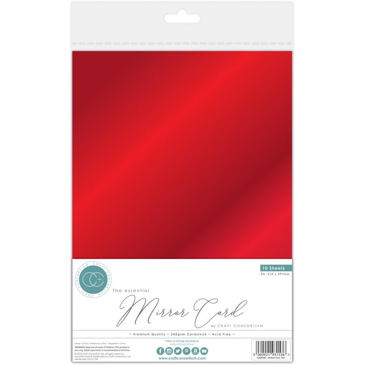Craft Consortium The Essential A4 Mirror Card: Red (CCEMC3)