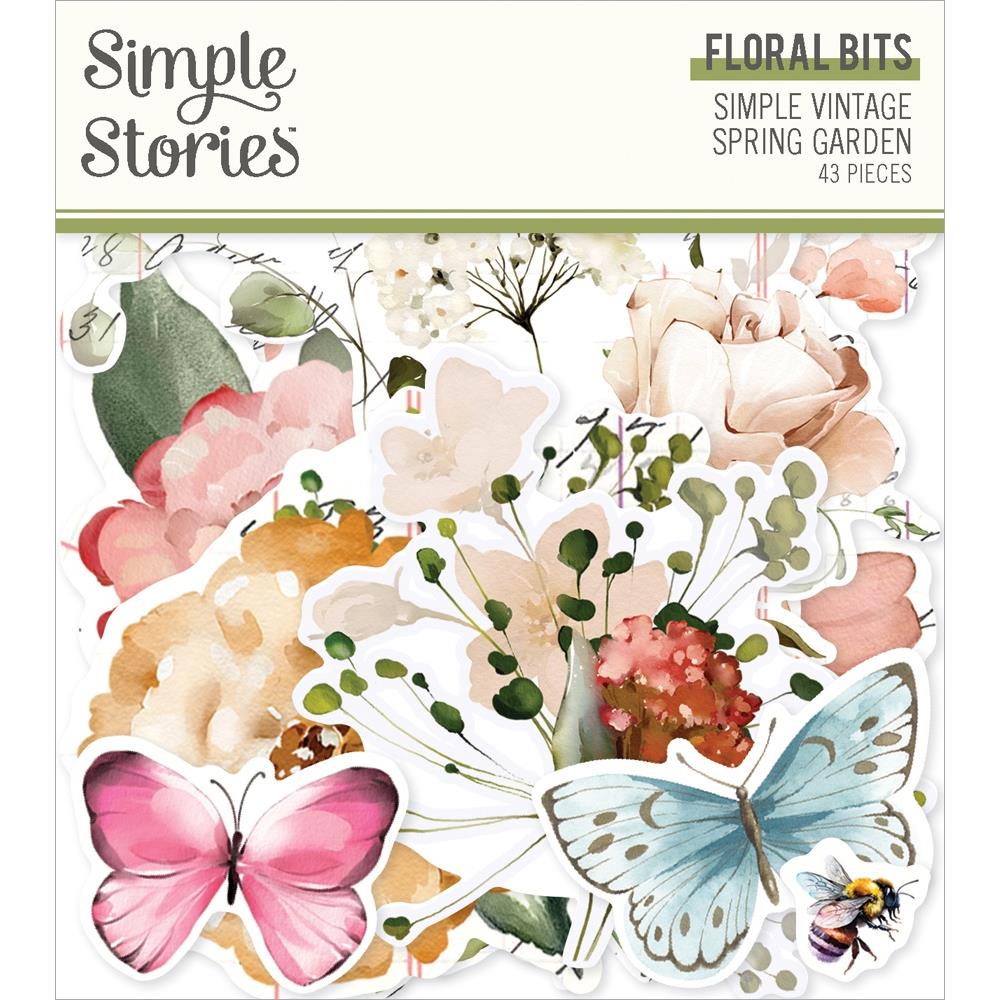 Simple Stories Simple Vintage Spring Garden Bits & Pieces Die-Cuts: Floral, 43/Pkg (SGD21740)