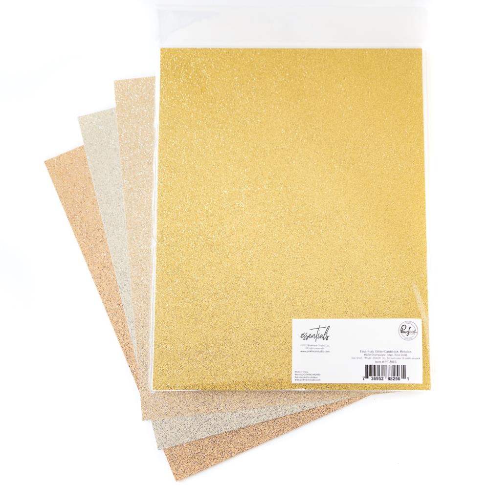 Pinkfresh Studio Essentials 8.5"X12" Glitter Cardstock: Metallics, 12/Pkg (PF138ES)