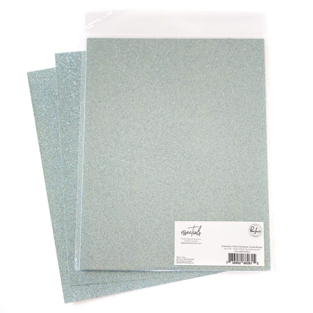 Pinkfresh Studio Essentials 8.5"X11" Glitter Cardstock: Ocean Breeze, 6/Pkg (PFESCD143)