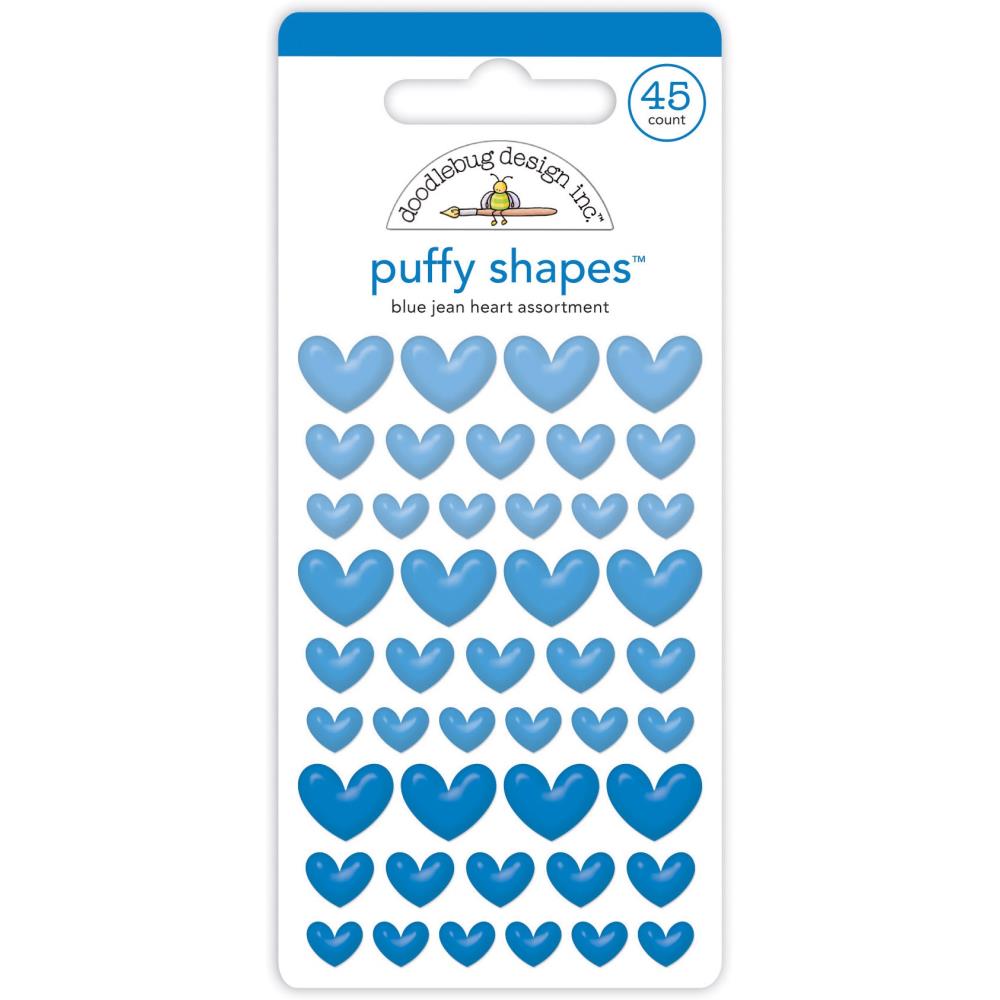 Doodlebug Puffy Stickers: Blue Jean Heart (7716)