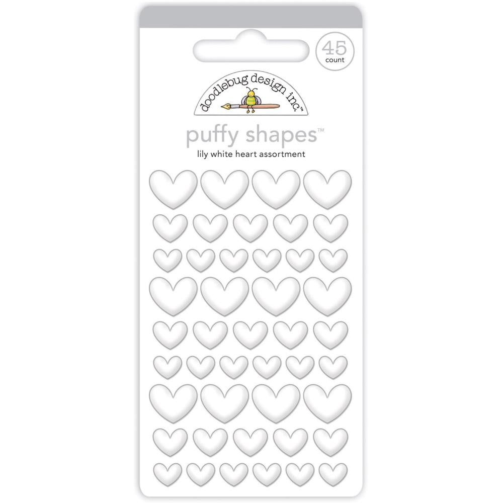 Doodlebug Puffy Stickers: Lily White Heart (7718)