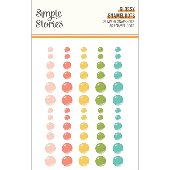Simple Stories Summer Snapshots Enamel Dots Embellishments: Glossy (SMS22028)