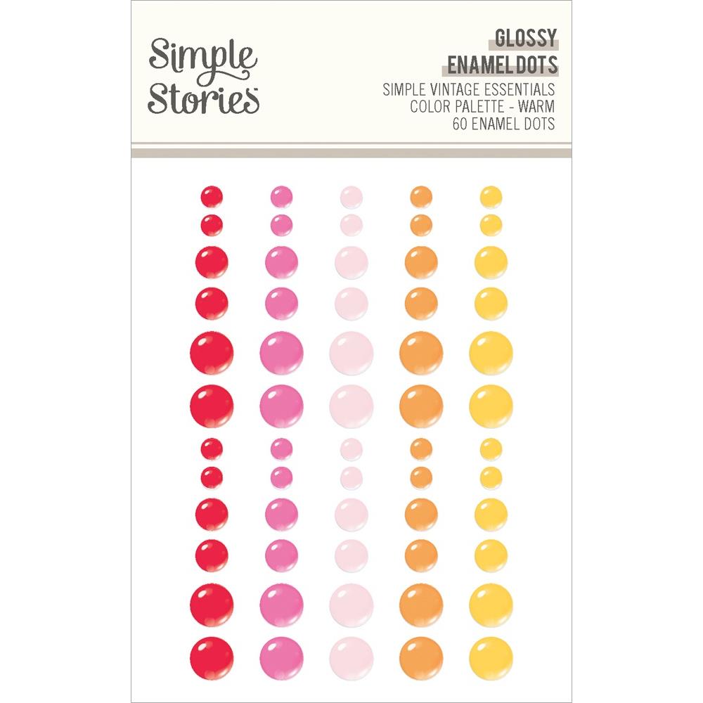 Simple Stories Simple Vintage Essentials Color Palette Enamel Dots: Warm, Glossy (VCP22242)