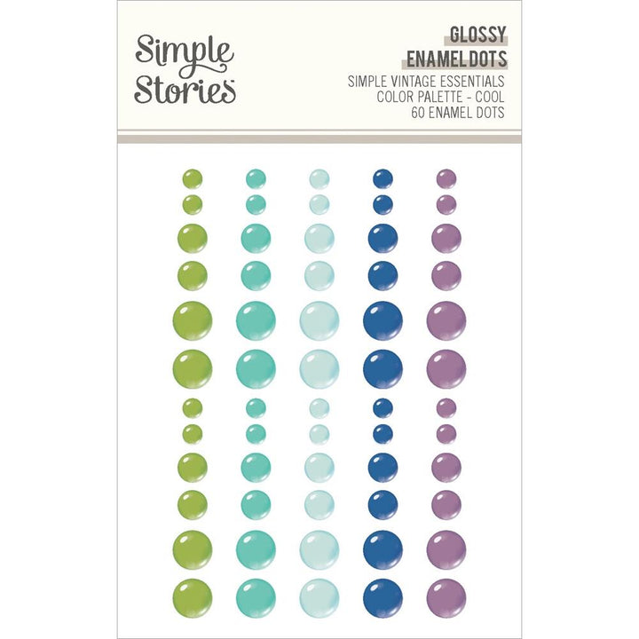 Simple Stories Simple Vintage Essentials Color Palette Enamel Dots: Cool, Glossy (VCP22243)