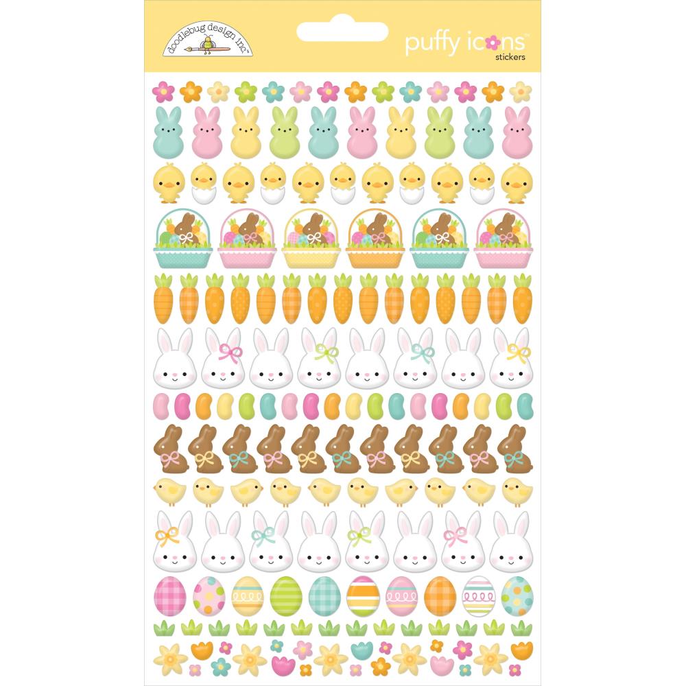 Doodlebug Puffy Stickers: Icons, Bunny Hop (8452)