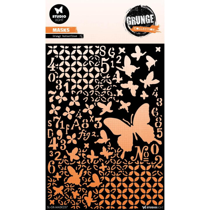 Studio Light Grunge 5.9"X8.25" Stencil: Nr. 257, Butterflies (RMASK257)