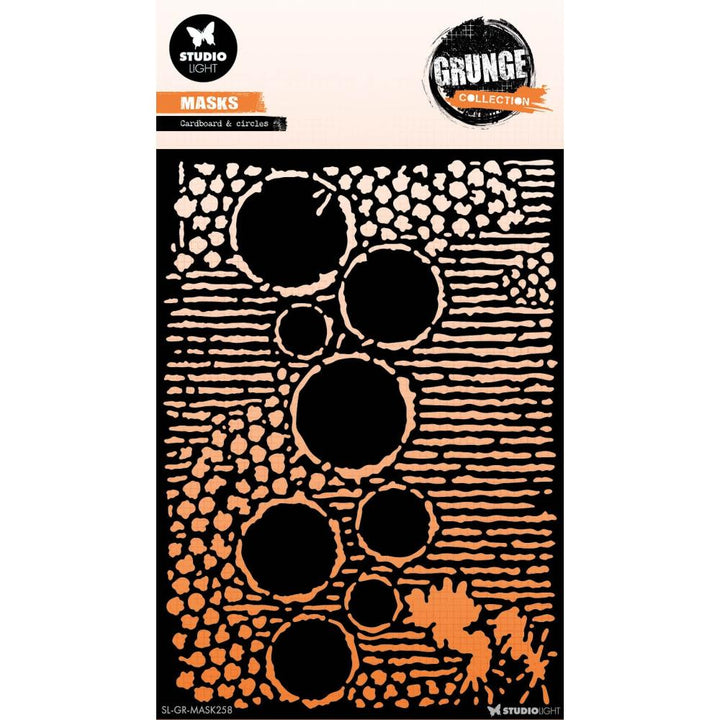 Studio Light Grunge 5.9"X8.25" Stencil: Nr. 258, Cardboard & Circles (RMASK258)