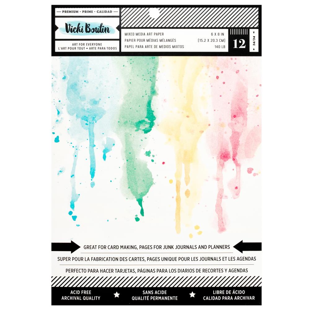 Vicki Boutin 6"X8" Mixed Media Paper Pad: Bright White Smooth Watercolor, 12/Pkg (VB030774)