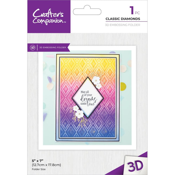 Crafter's Companion 5"X7" 3D Embossing Folder: Classic Diamonds (5A0020MC1G3CT)