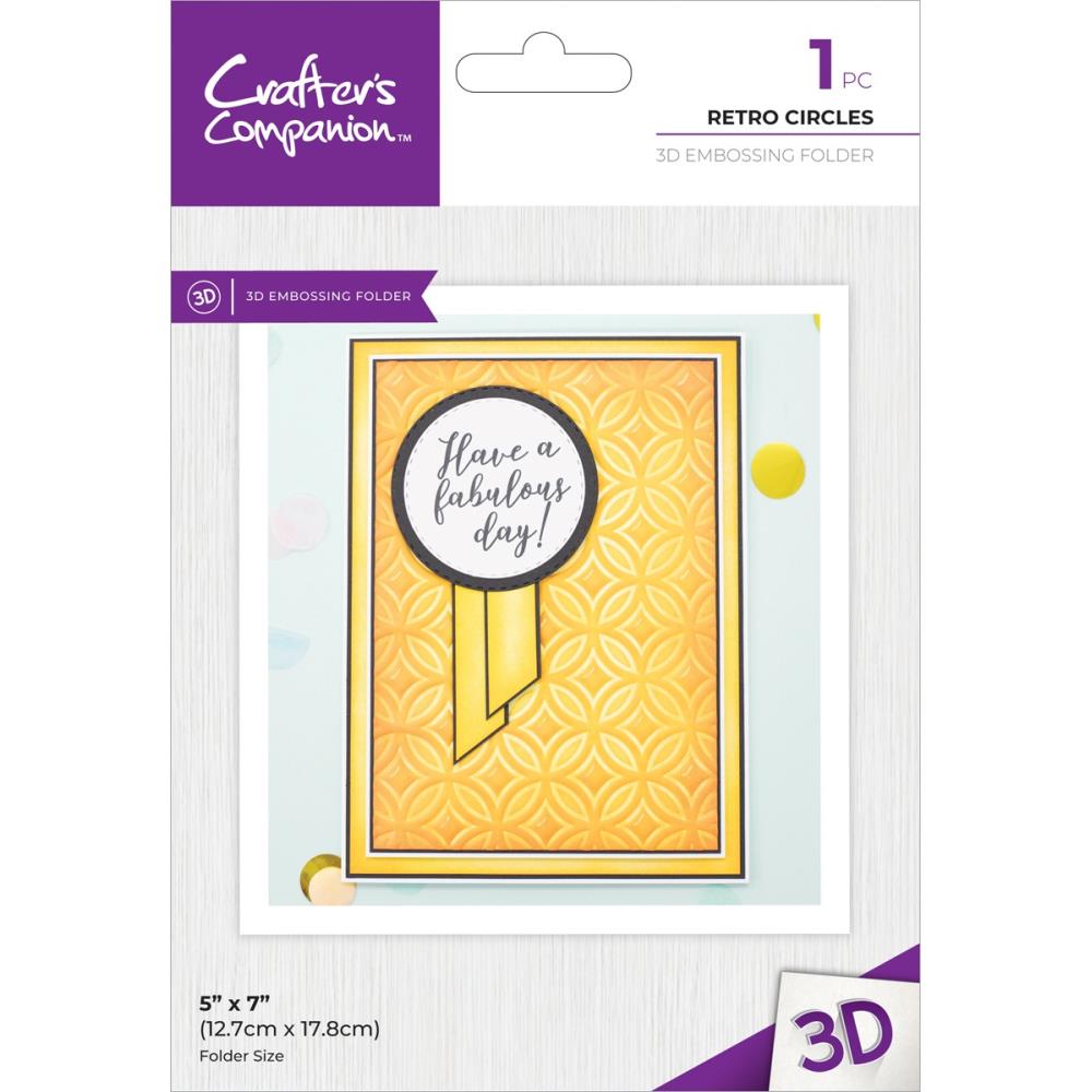 Crafter's Companion 5"X7" 3D Embossing Folder: Retro Circles (5A0020MX1G3D4)