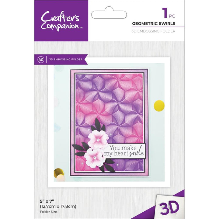 Crafter's Companion 5"X7" 3D Embossing Folder: Geometric Swirls (5A0020MG1G3D6)