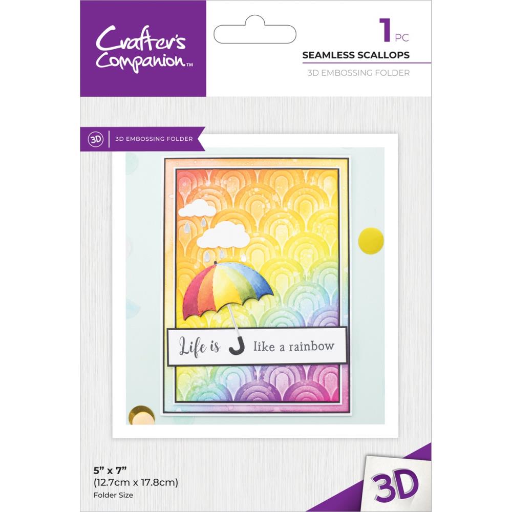 Crafter's Companion 5"X7" 3D Embossing Folder: Seamless Scallops (5A0020MW1G3DD)