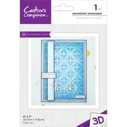 Crafter's Companion 5"X7" 3D Embossing Folder: Geometric Diamonds (5A0020MQ1G3DM)