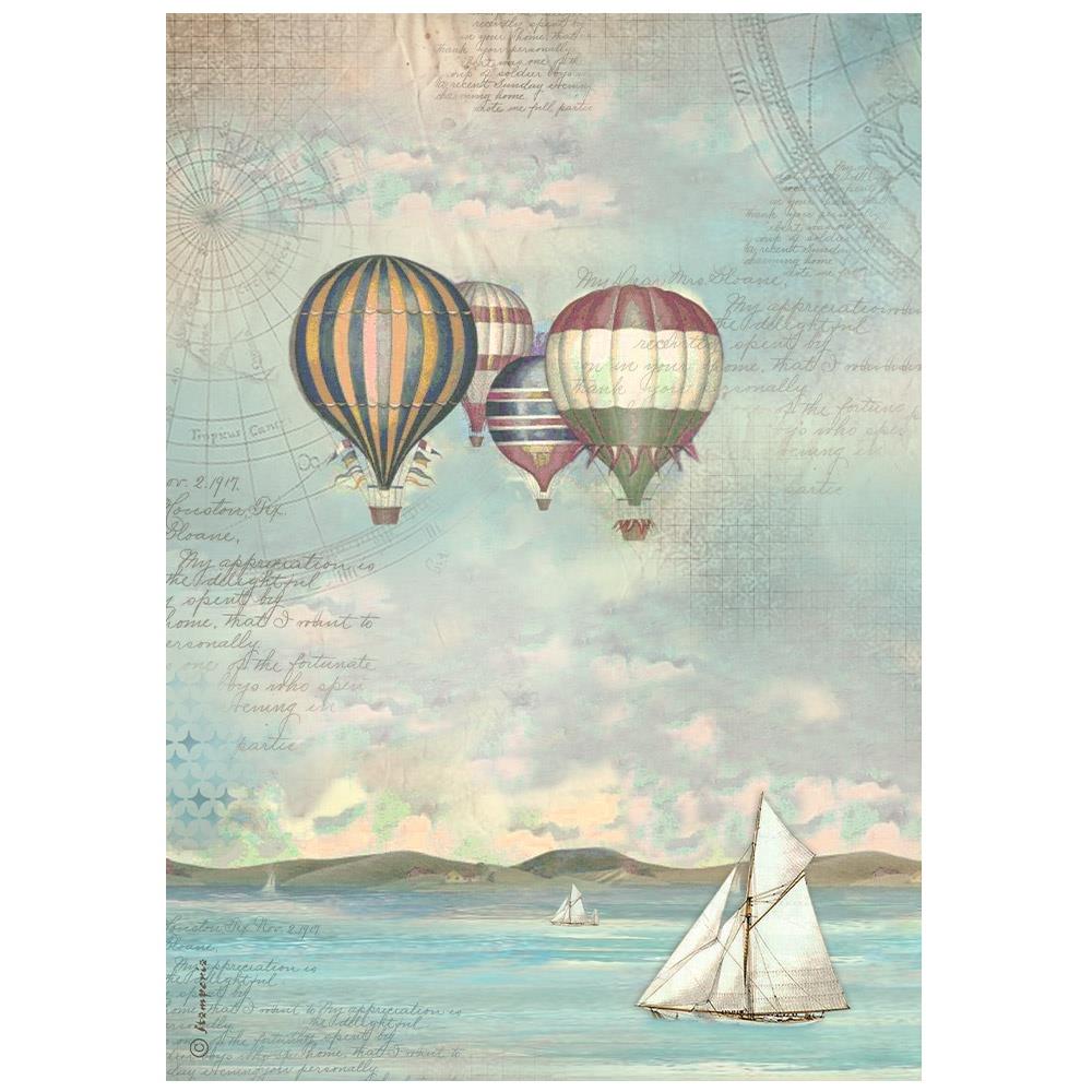 Stamperia Sea Land A4 Rice Paper Sheet: Balloons (DFSA4860)